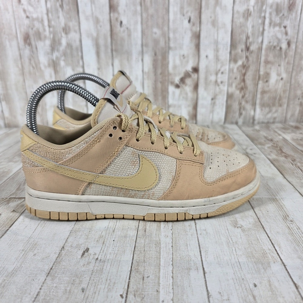 Nike Dunk Low SE GS Beige Tan Woven Swoosh‎ Casual Sneakers Shoes US 5.5